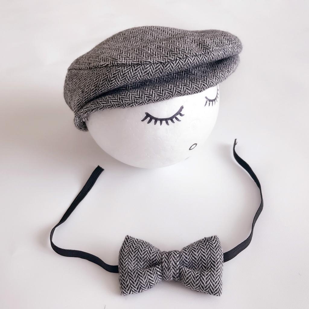 Cute Peaked Cap Newborn Baby Beanie Hat Bow Tie Photo Photography Prop Baby Boys Girls Bear Caps