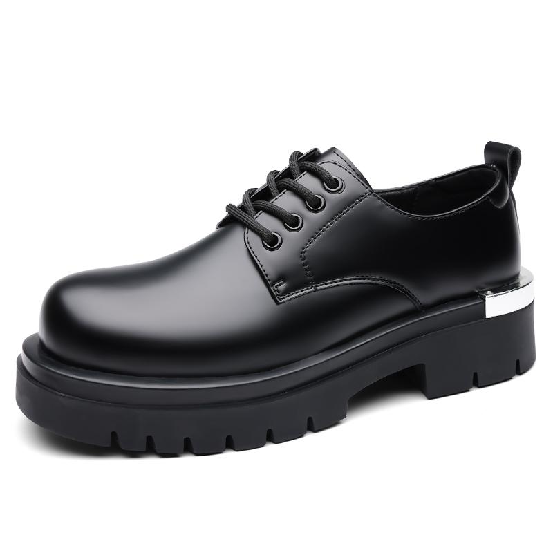 

Men s New Derby leather shoes High quality minimalist style Leisure business Black Thick Bottom Daily Fashion and versatile 44