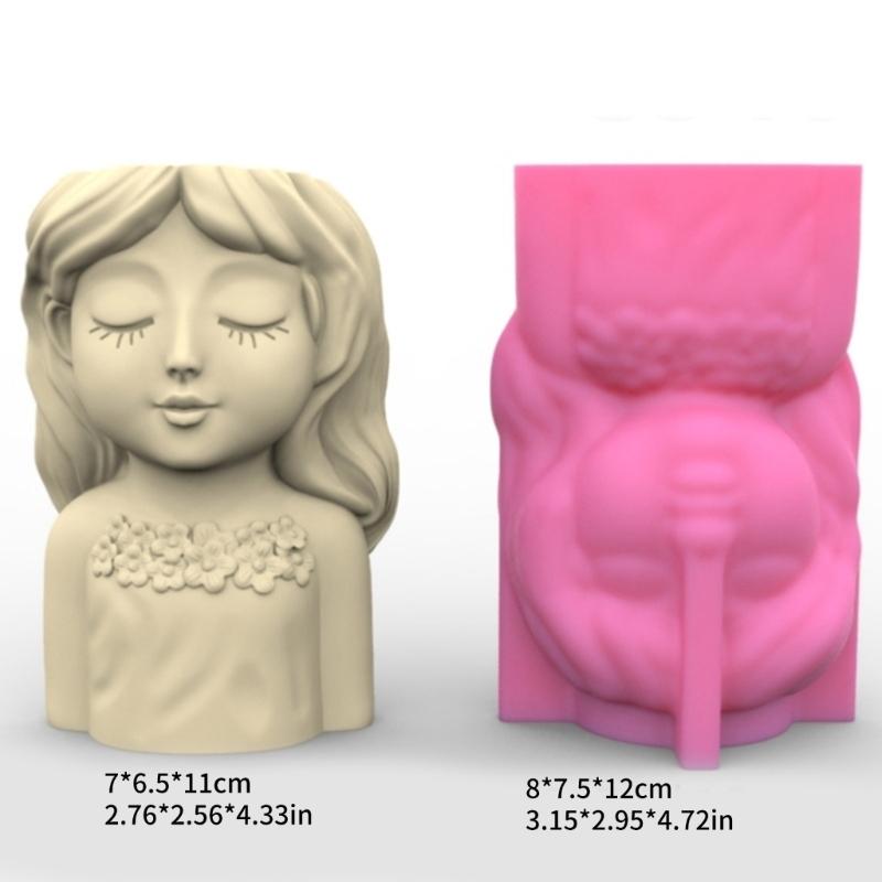 Pot à Crayons Mignon Fille Pot à Succulentes Moule en Silicone pour Décoration DIY