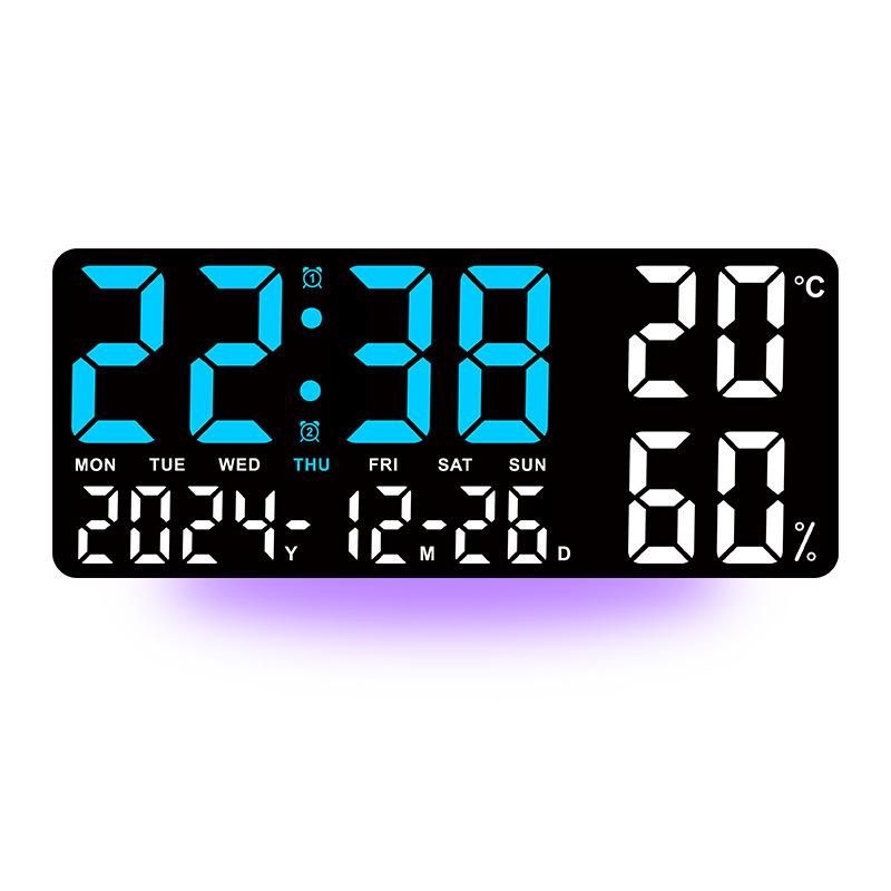 GH9002 Multi-functional Wall Clock: Large Font, Night Light, Temperature & Humidity Display, Multiple Alarms