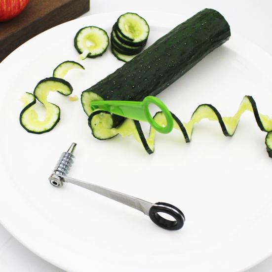 Stainless Steel Vegetable Spiralizer 360 Degrees Rotary Slicer for Cucumber Carrot Potato BPA-Free Ergonomic Handle & Sharp
