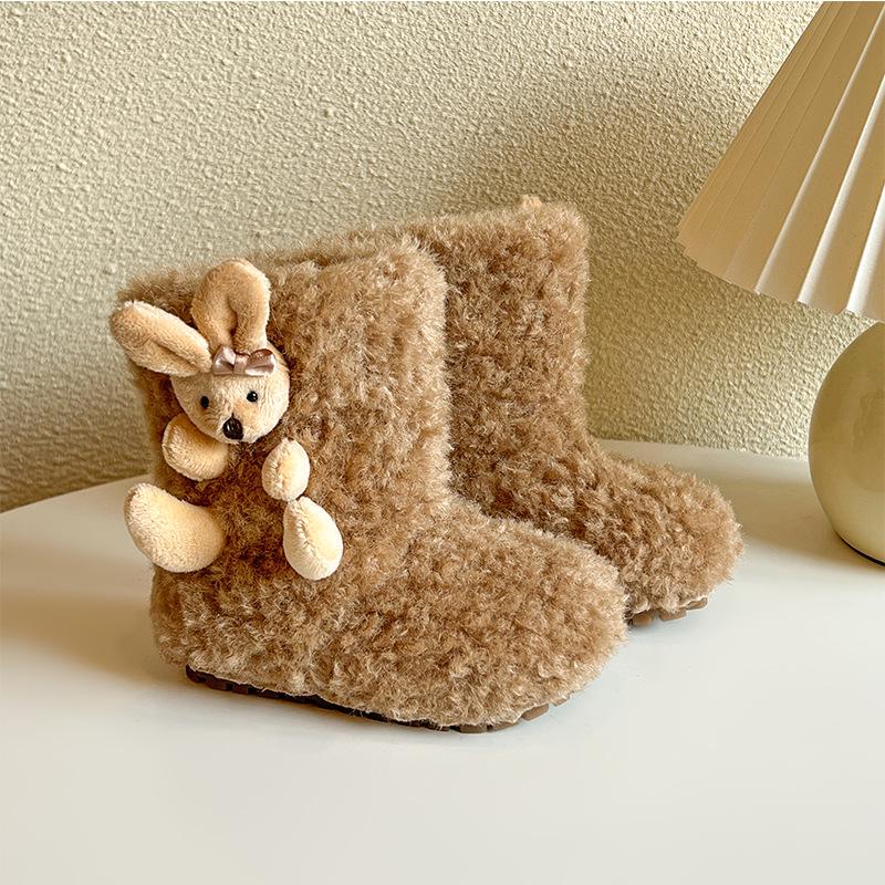 Korean Style Girls' Fashionable Fur Boots - Cute Princess Snow Boots with Soft Soles and Thick Warm Cotton