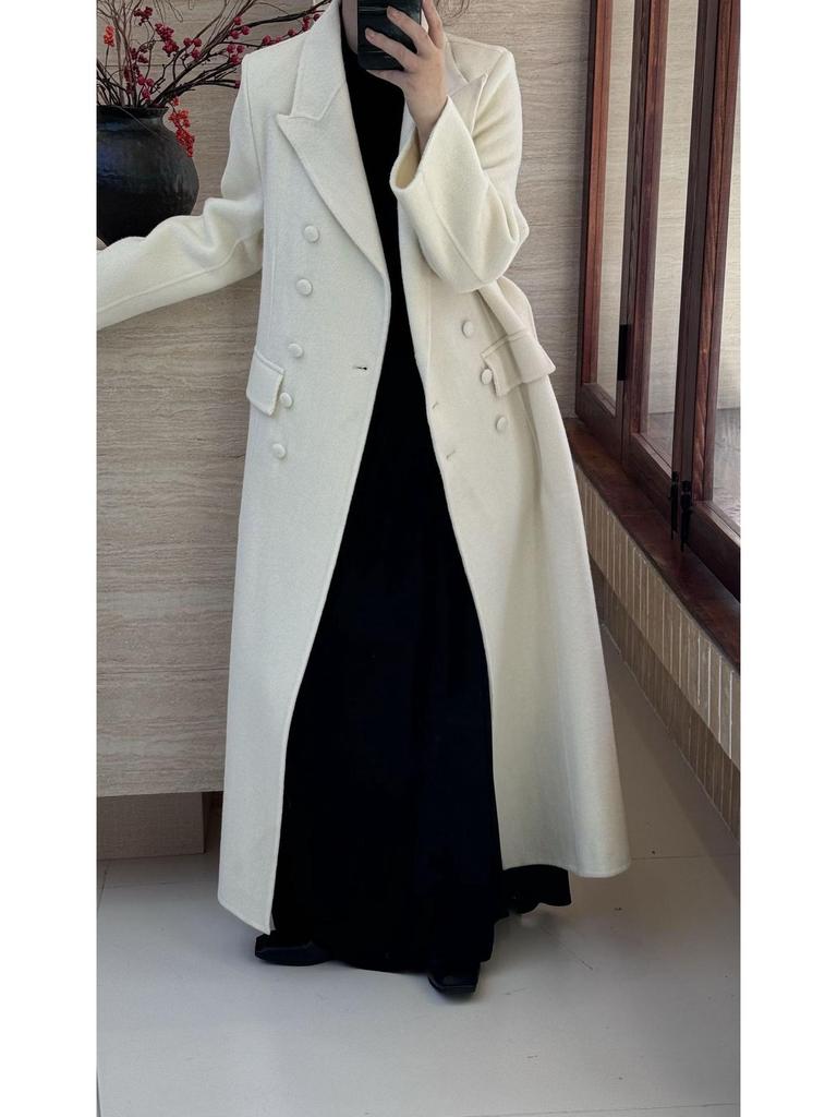 2025 Winter Hepburn Stil Wollmantel: Doppelseitig, zweireihig, hochwertige Damenoberbekleidung