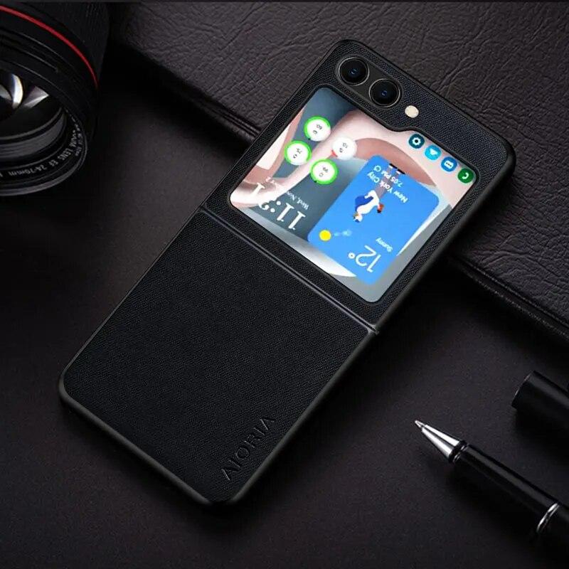 

Чехол для Samsung Galaxy Z Flip5 3 Flip4, новый дизайн, текстильный кожаный чехол для телефона для Samsung Galaxy Z Flip 5, чехол Flip 5 чёрный