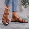 Fashion 2024 Summer Hot Selling Women's Shoes Fashionable Slip-on Flat Heel Women's Slippers Solid Color Casual Women's Beach Shoes