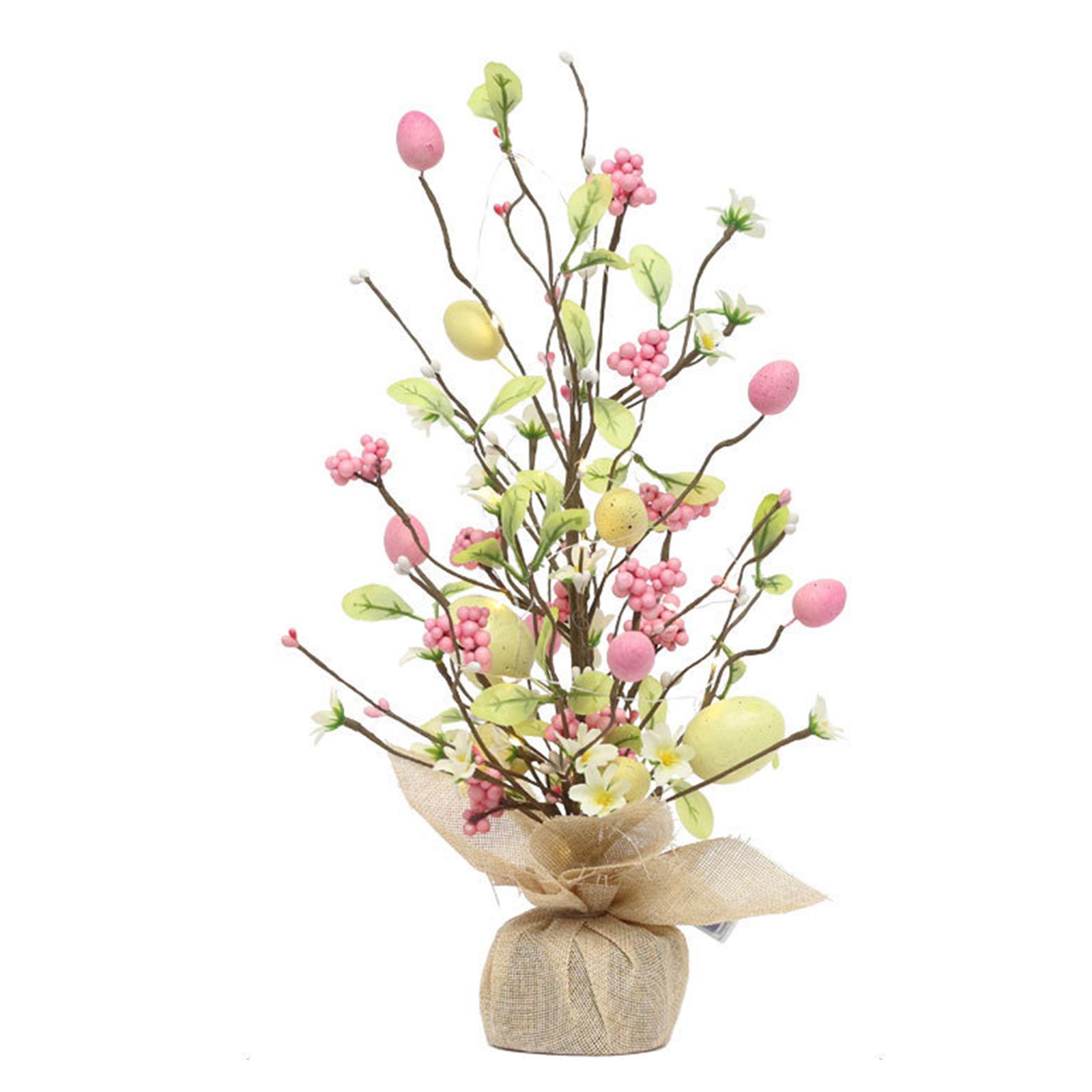 

LED Easter Foldable Table Decoration Tree Lightweight Lighted Eggs Ornaments Folding DIY Artificial Flower for Home Party