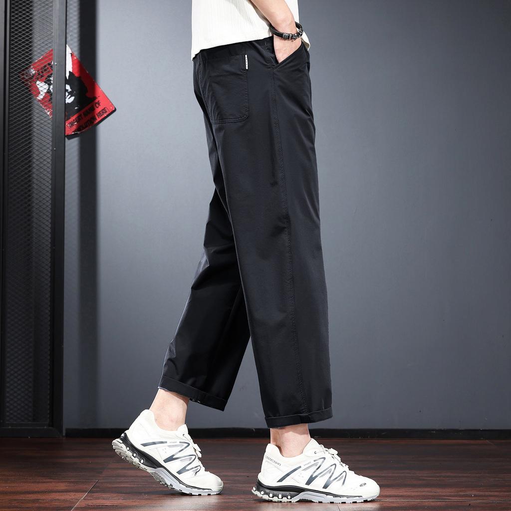 Light-colored Woven Nine-point Straight Men's Summer New Loose and Simple Outdoor Commuting Versatile Quick-drying Casual Pants