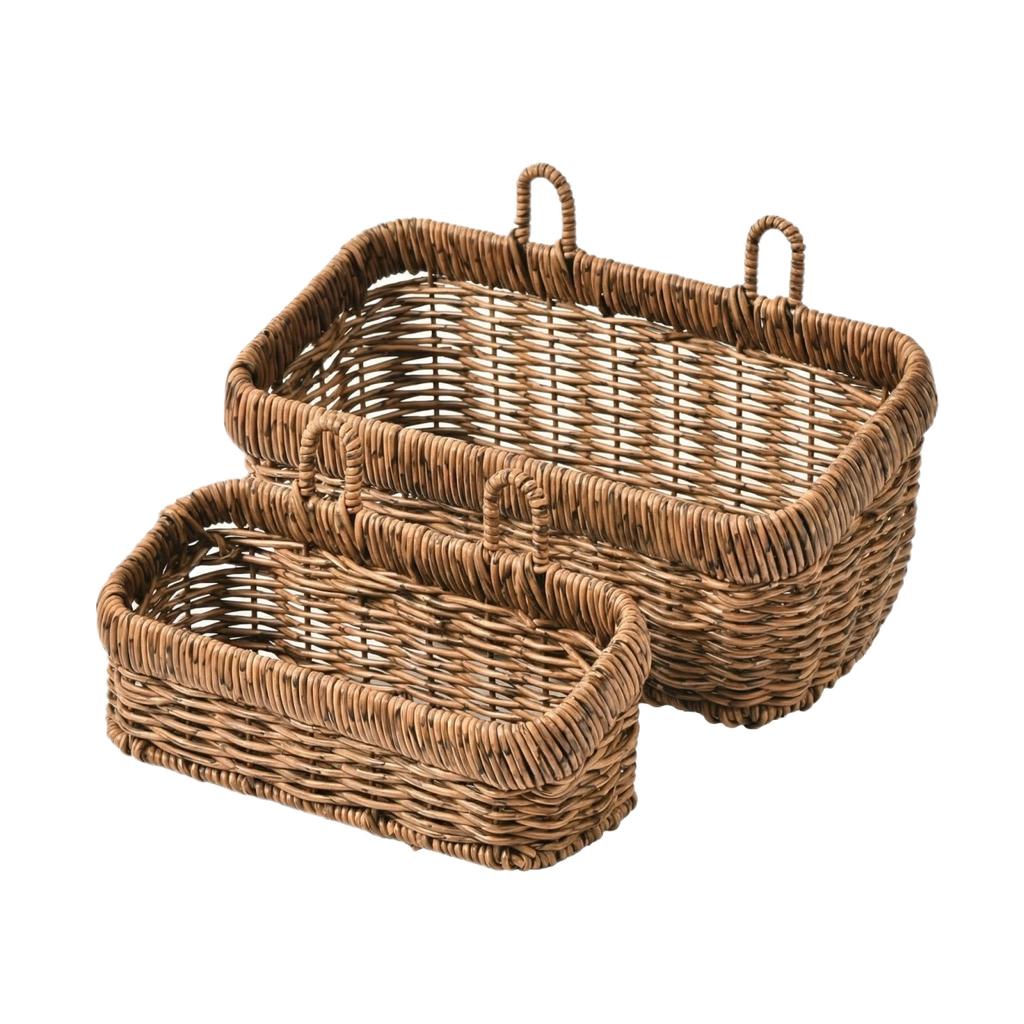 Hand-woven Wall-mounted Storage Basket, Made Of Plastic Imitation Rattan, Creative Decorative Storage Basket For Indoor Walls.