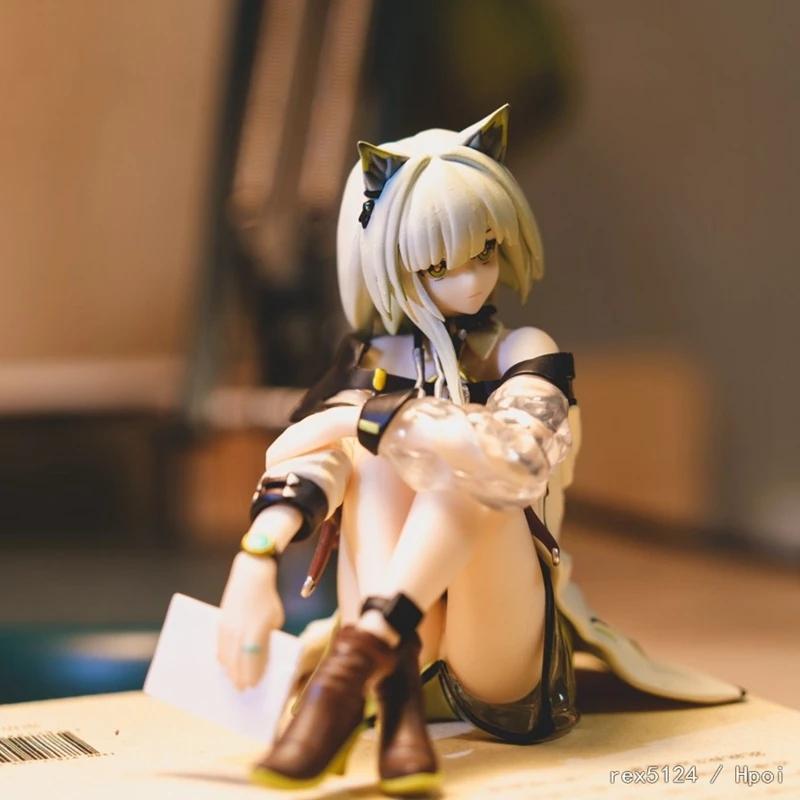 Anime Figure Arknights Kal'tsit Cute Cat Ear Sitting Girl PVC Instant Noodle Press Game Series Anime Character Collection 10CM