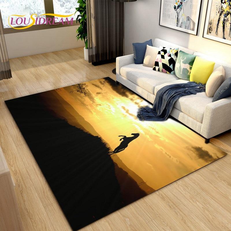 3D Animal Pentium Horse Area Rug,Carpet Rug for Living Room Children's Room Decoration,Kids Play Crawling Non-slip Floor Mat