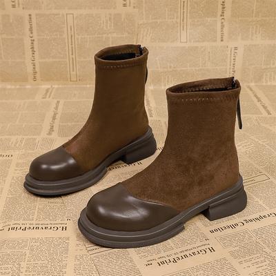 Botines para Mujer Zapatos de Tacón Ante Moda Casual Vestido Botas de Invierno Diseñador Retro Nuevo Confort Corto Mujer De Botas