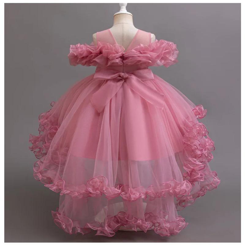Mädchen Kinder Schleppkleid Elegant Mädchen Aufführung Rüschenrock Prinzessinnenrock Blume Kinder Hochzeit Mädchen
