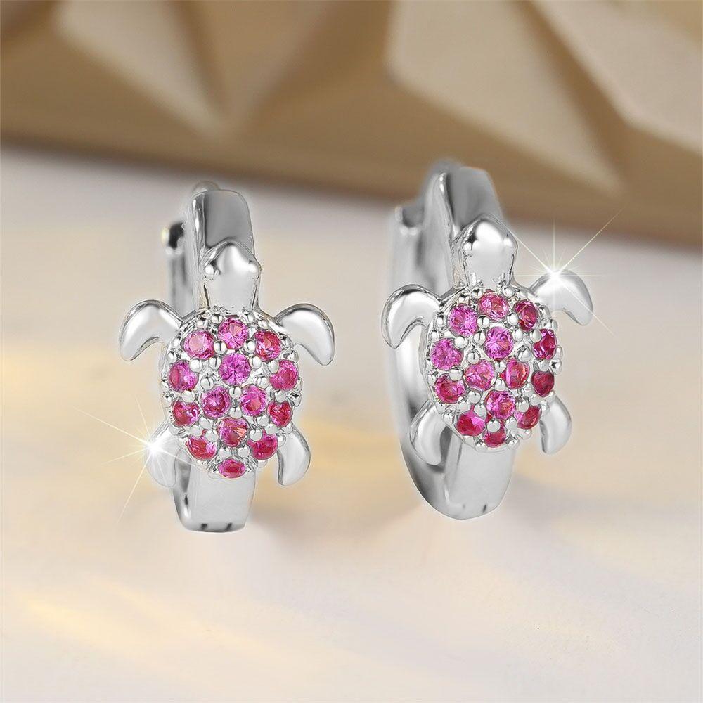 Kolczyki koła z cyrkonii w kolorze zielonym, urocze, w kształcie żółwia morskiego, dla kobiet, w kolorze starego złota, z małą klamrą na ucho, biżuteria ślubna, prezent na Dzień Matki