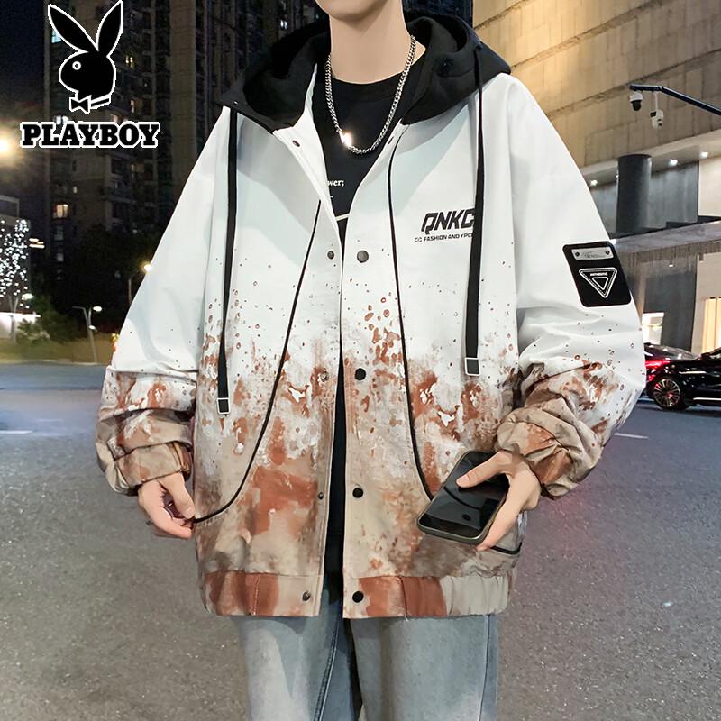 PLAYBOY Men s Spring Hooded Gradient Jacket M