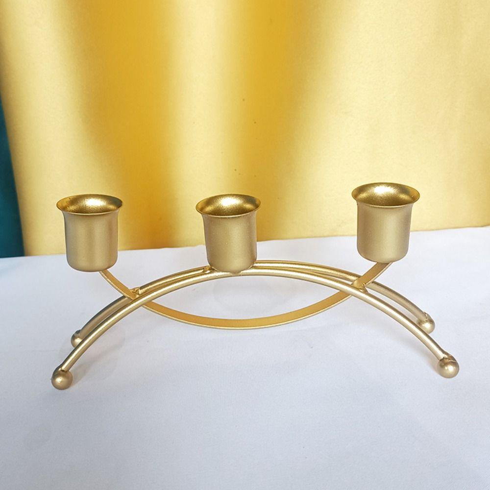Metal Iron Candleholder Three Head Vintage Candelabra Candle Containers  Wedding Centerpiece