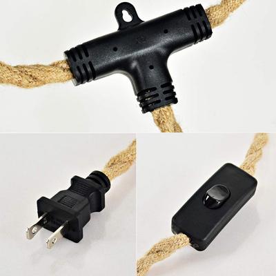 Vintage kenevir halat kolye ışık 4.5/8M DIY iç mekan aydınlatması sarkıt lamba oturma odası yatak odası yemek için anahtarı ile