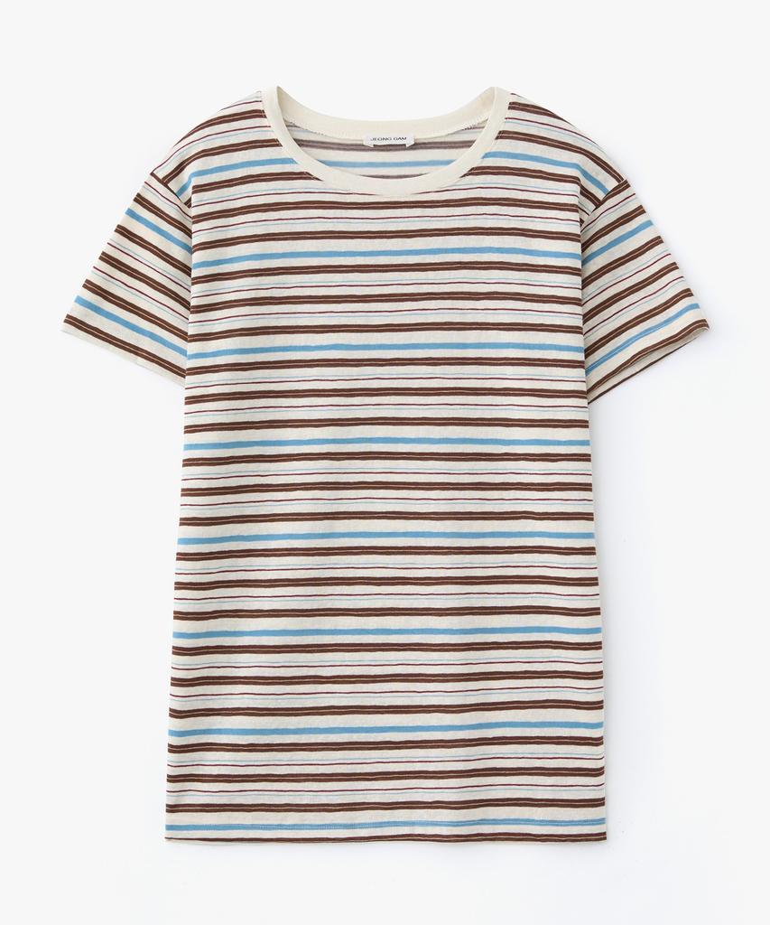 Jeonggamseutyudio Rayon Blend Stripe Tee_3 Color