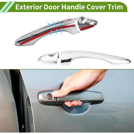 Exterior Door Handle Cover Trim Door Handle Cover for Kia Sportage R 2011-2015 (Only Fit the Left Hand Drive Model) Silver Tone ABS 1 Set