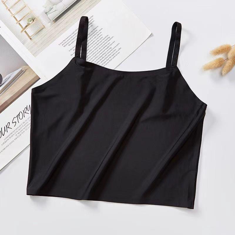 Atmungsaktives Sommer-Bustier für Mädchen aus Eis seide, nahtlos, mit Spaghettiträgern und Anti-Exposure-Bandeau