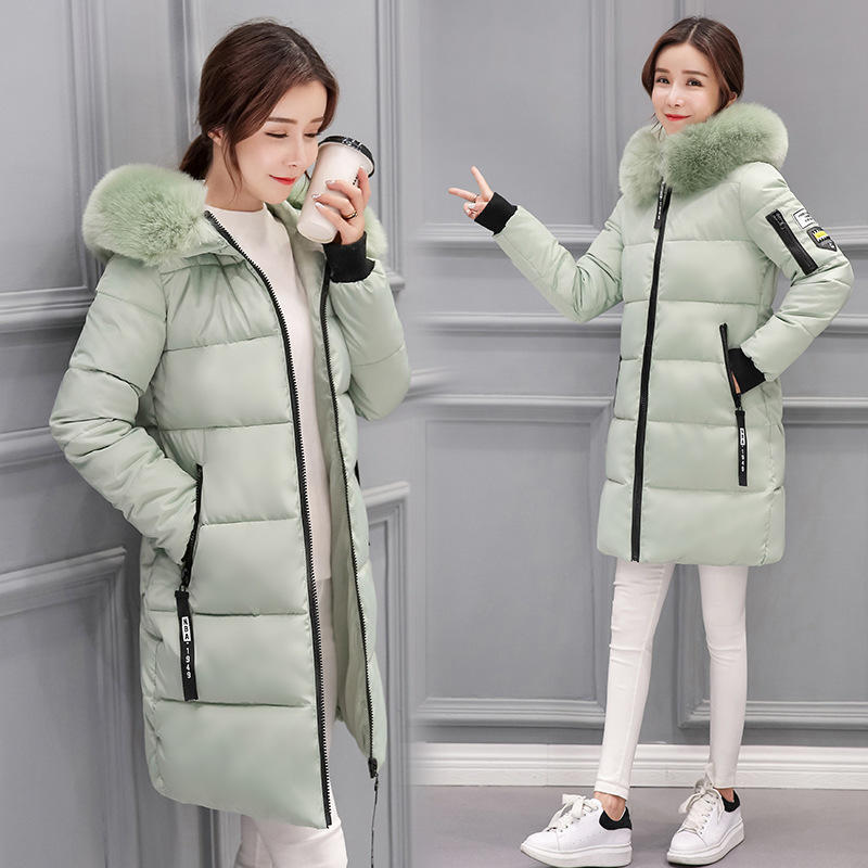 Winter New Women's  Jacket Women's Medium and Long Slim-fitting  Jacket Big Fur Collar Student  Jacket