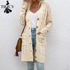 Women's Fashion Casual Fall Winter Solid Color Print Long Sleeve V-Neck Sweaters