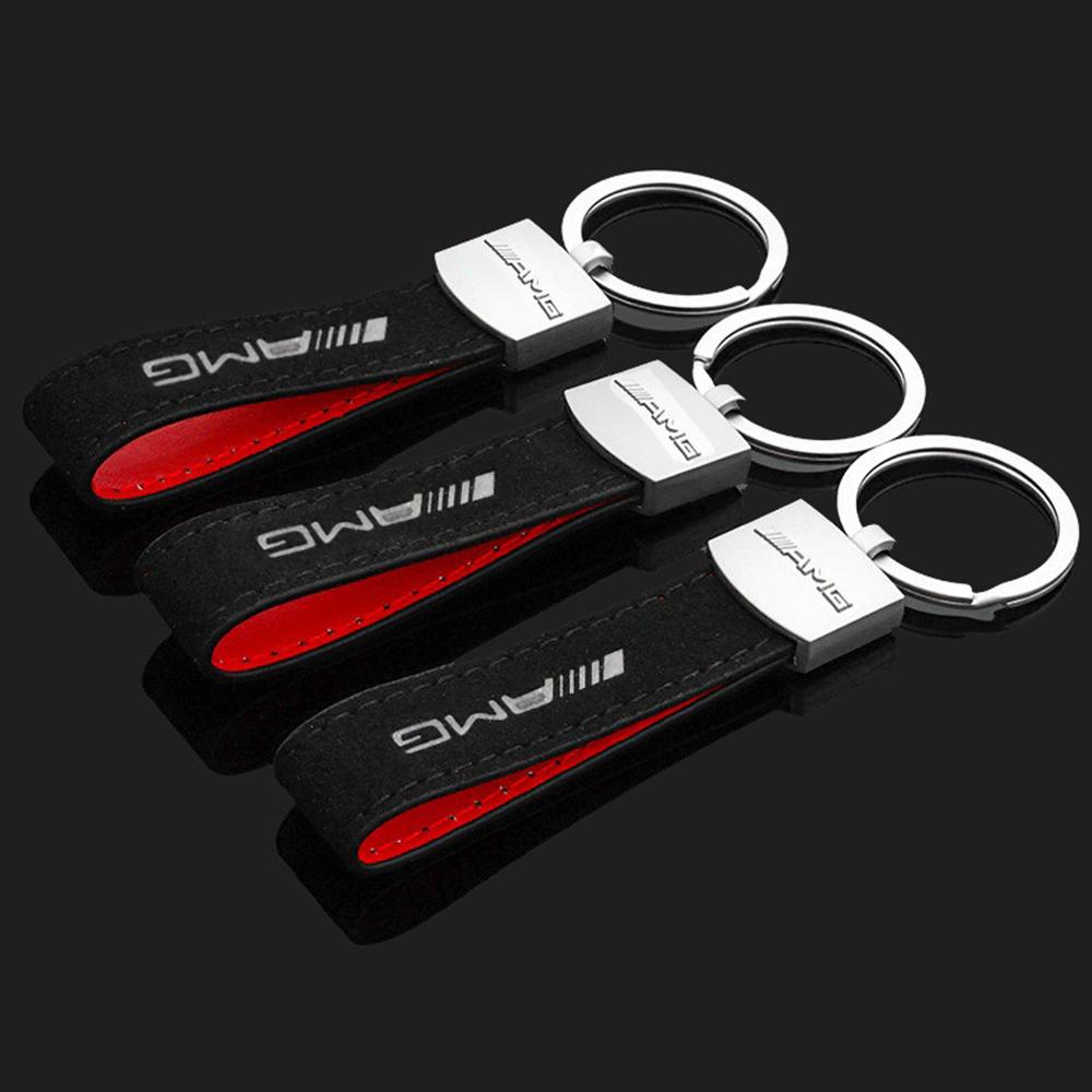 XJGB5 Leather Car Keychain Key Ring For Mercedes Benz AMG W204 W205 W203 W211 W212 W213 W201 W210 W124 W126 W140 W168 Accessories