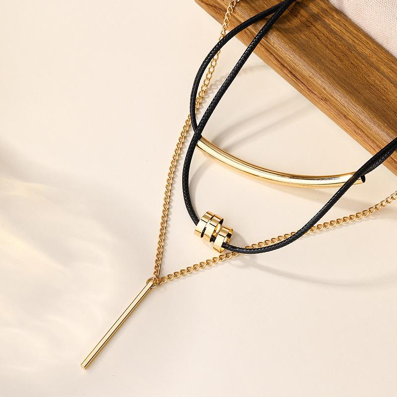 Sweater Accessories Necklace European and American Jewelry Women's Multi-layer Geometric Alloy Exaggerated Design Autumn and Winter Collarbone Chain