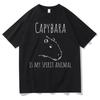 I love Capybara print men fashion casual loose cotton T-shirt Crew collar Hip hop men funny T-shirt Men T-shirt men street wear