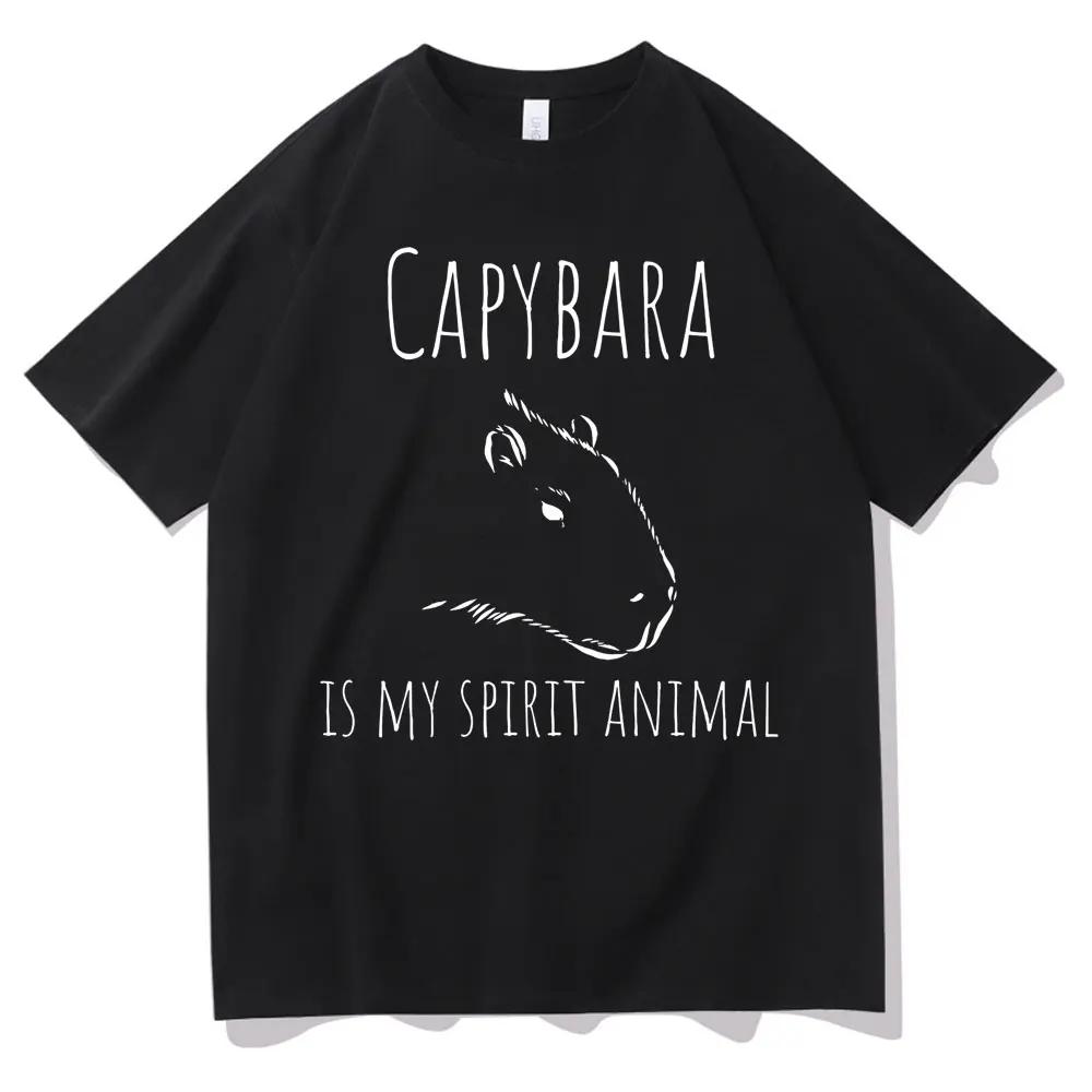 I love Capybara print men fashion casual loose cotton T-shirt Crew collar Hip hop men funny T-shirt Men T-shirt men street wear