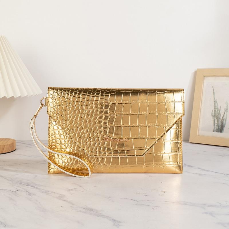 Новая золотая женская сумка-конверт, клатч, сумка, кошелек, вечерняя сумка