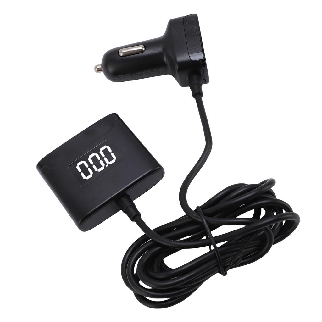 78W USB C Car Charger 5 Port PD30W Fast Charging Car Phone Charger with Dual Digital Voltage Display 4.9 Ft Extention