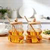 High Borosilicate Glass Jar Shatterproof Temperature Resistant Honeys Container Wood Stirring Stick and Lid for Kitchen