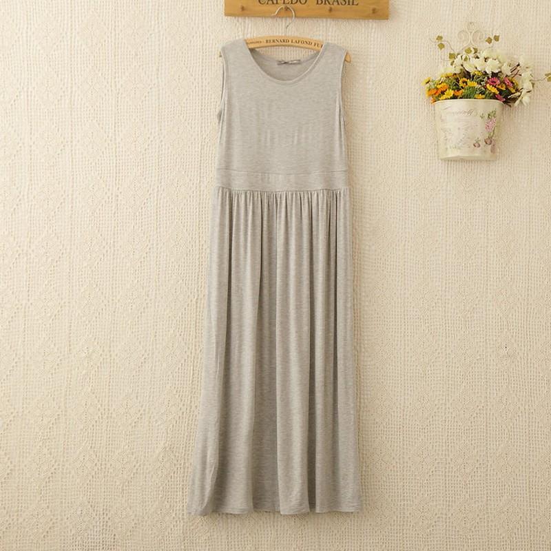 

Летнее женское корейское модное платье с высокой талией, плиссированные майки из модала, платья без рукавов, обтягивающий длинный сарафан onesize светло-серый
