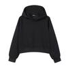 Korean Style Womens Short Hooded Zip-Up Cotton Blend Sweatshirt Loose Fit Winter Casual Top