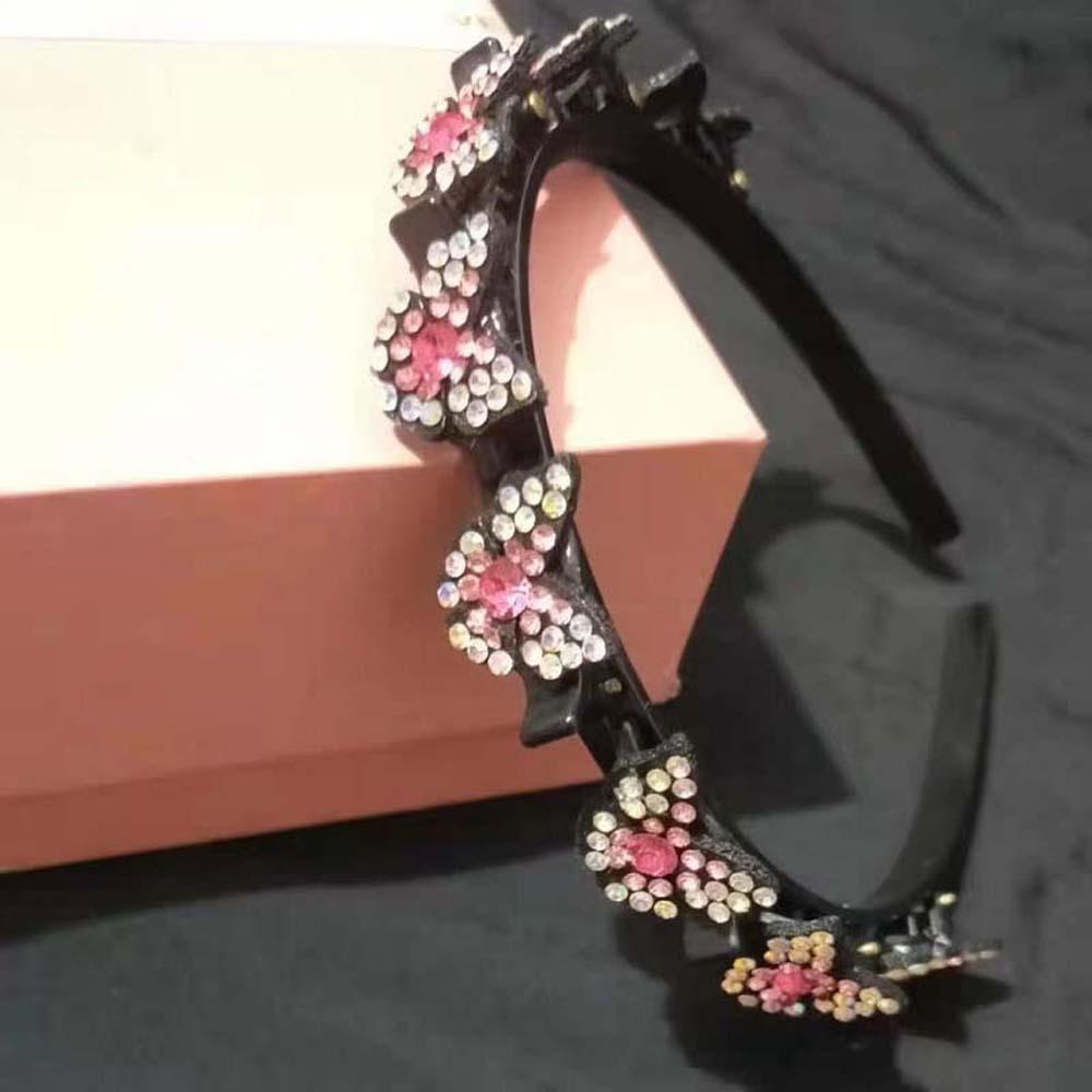 

Elegant Hair Bands with Clips Shiny Rhinestone Bangs Clip Headband Women Butterfly Hair Hoop Party Style 9