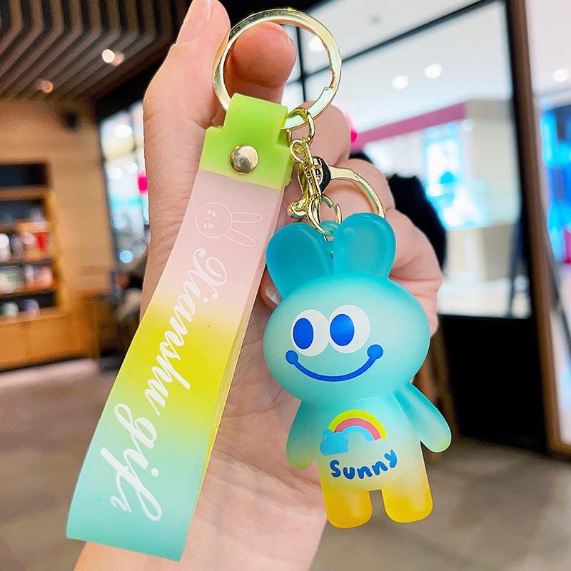 Bunny Adorable Cartoon Keychain Colorful Resin Rabbit Bag Charm Key Accessory