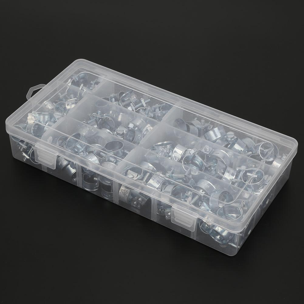 135PCS Zinc Plated Mini Fuel Hose Clamps Line Tube Pipe Clips 818mm