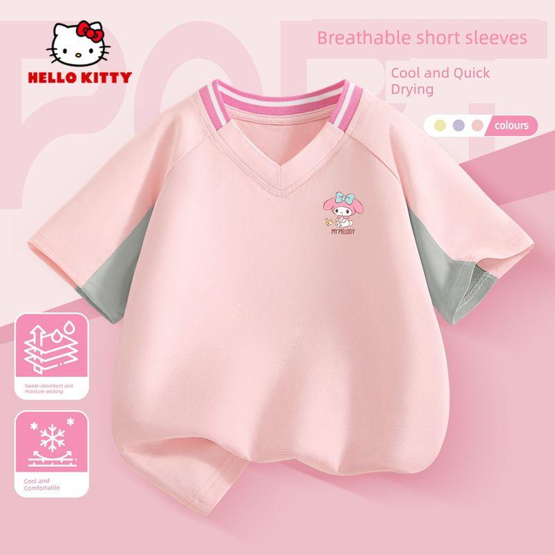 Melody Girls Suit Summer 2026 New Children s Sports Summer Outfit Pink Girls Short-Sleeved Short Skirt Two-Piece Set Silicone Tip Accompanies K Powder 110