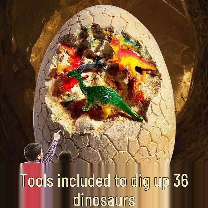 Luminous Dinosaur Egg Dig Kit with Gemstones and Fossils - DIY Archaeological Toy for Kids.