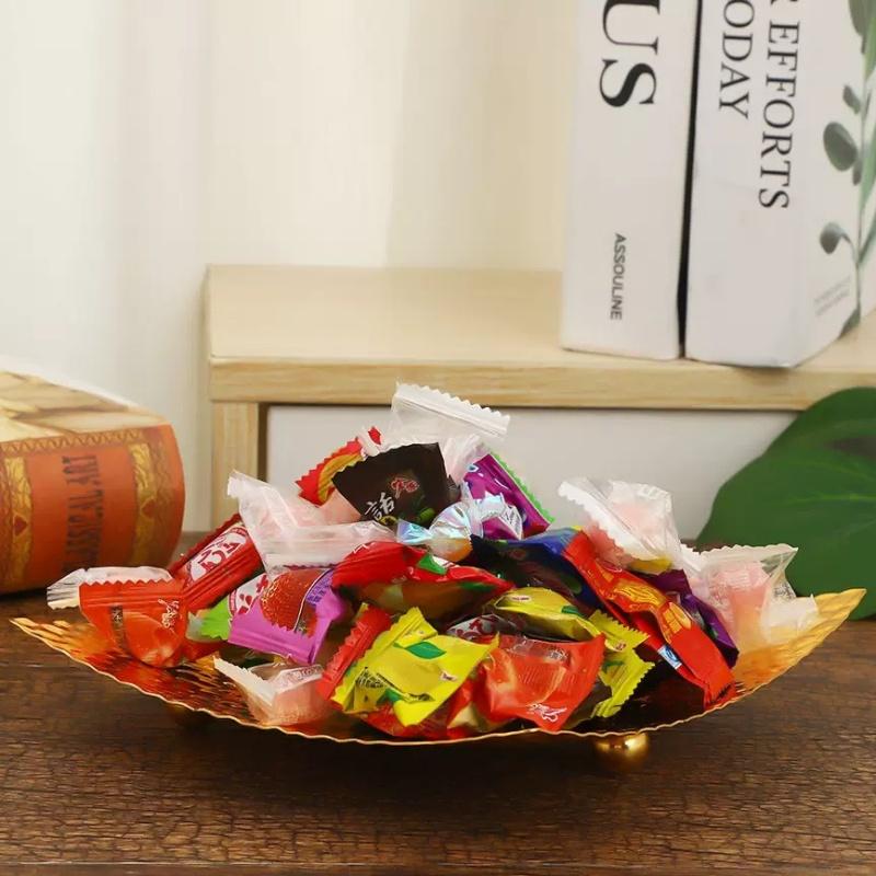 European Simple Fruit Plate, Alloy Household Square Plate, Gold Snack Plate, Candy Tray Home Desktop Living Room Decoration