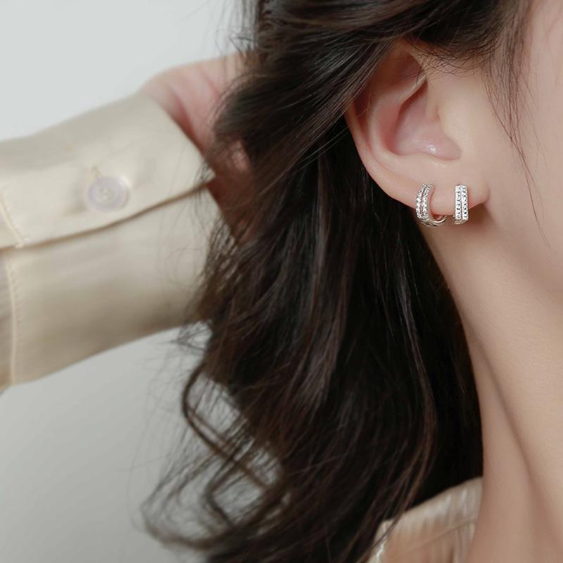 

Sterling Silver 925 Diamond Circle Earrings: Trendy Internet Celebrity Style