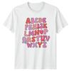 Groovy Retro Alphabet Letters A-Z Womens T-Shirt Teacher Typography