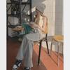 Women's High-Waist Light Gray Wide-Leg Retro Jeans