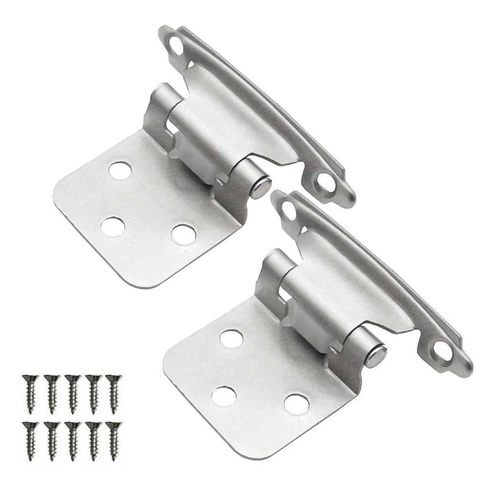 2pcs Cabinet Hinges Overlay Self Closing Face Mount Cupboard Door Hinge Hydraulic Buffer Spring Hinge Furniture Hardware
