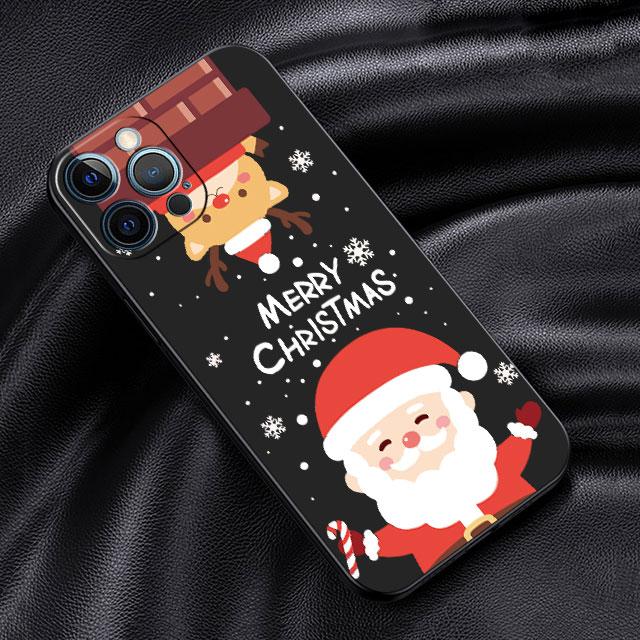 Case For Apple iPhone 14 13 11 12 Pro 7 XR X XS Max 8 Plus 6 6S SE 2022 13Pro Black Soft Phone Funda Christmas Doll Deer