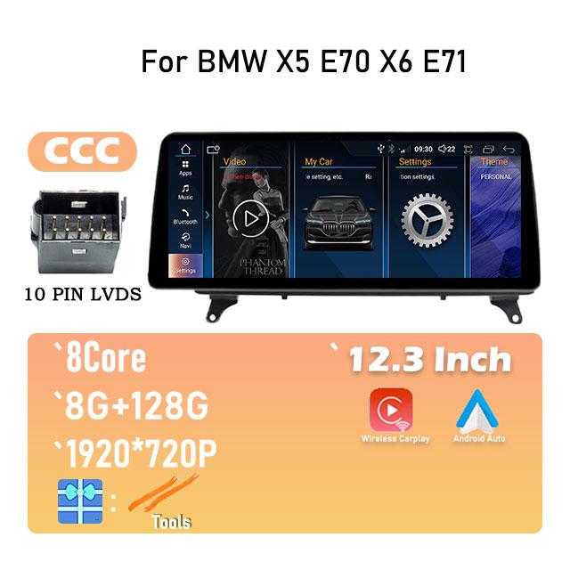 Android 14 For BMW X5 E70 X6 E71 CCC / CIC System IPS HD Touch Screen Car Video Player Multimedia Radio Stereo GPS Navigation