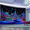 Christmas Dreamy Snow Fluorescent Tapestry Outer Space Polyster UV BlackLight Tapestry, Wall Hanging For Living Room Bedroom Office Home Decor