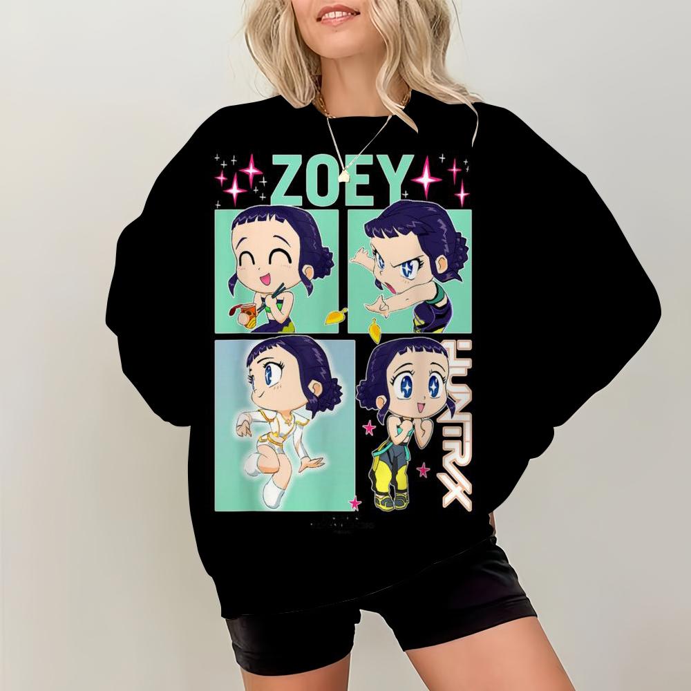 KPop Demon Hunters Print Pullover Sweatshirts Casual Long Sleeve Crew Neck Sweatshirts Fall Winter Women's Clothing