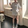 Aesthetic Vintage Short Sleeve T-shirt Women Summer Bow Elegant Loose Oversize Fashion Tops Female Grey Fashion Design Casual Pullover
