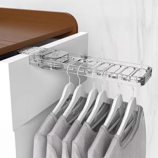 Adjustable Height Coat Hanger Strong Adsorption 5kg Load Garment Hanger Suction Cup Hook Hanger Holds 6 Clothes